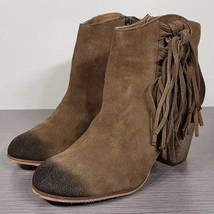 BP. Talton Fringe Bootie, Khaki Suede, Womens Size 6.5 & 9